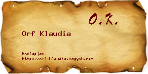 Orf Klaudia névjegykártya